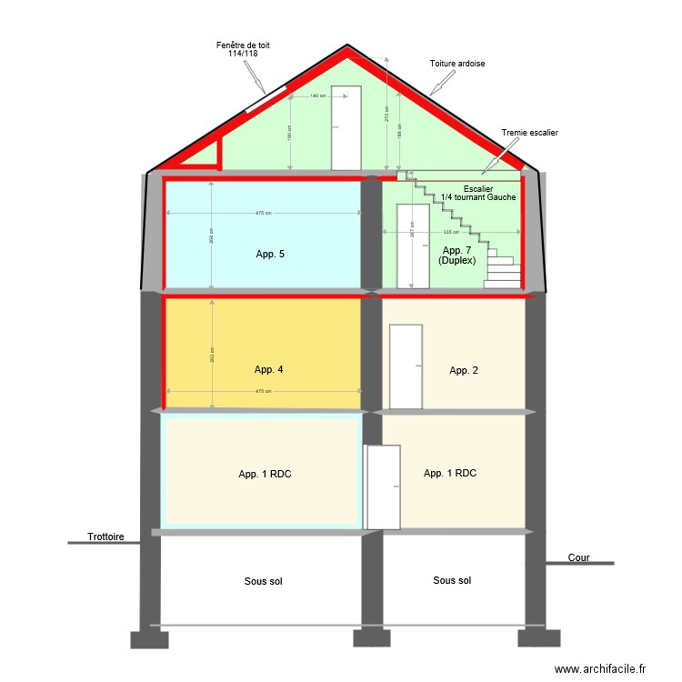 Coupe Pipon 1b. Plan de 0 pièce et 0 m2