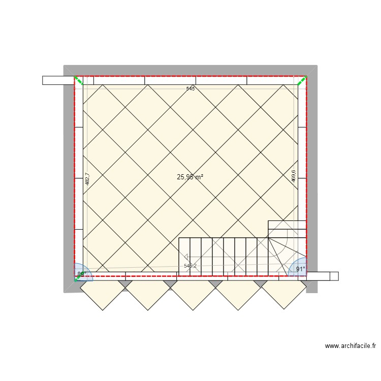 calepinage SDJ 2. Plan de 1 pièce et 26 m2