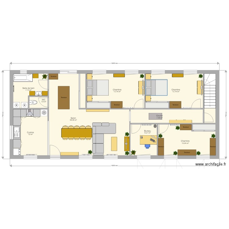 Maison 125m2. Plan de 0 pièce et 0 m2