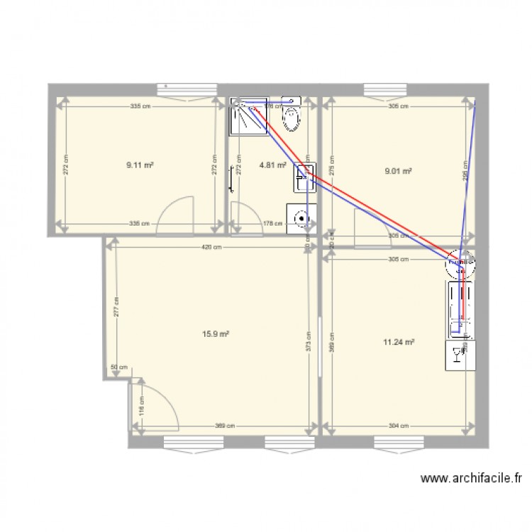 F3 1er étage alim eau. Plan de 0 pièce et 0 m2