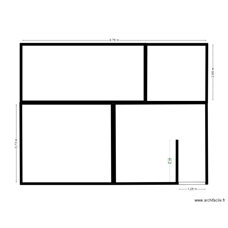 plan . Plan de 4 pièces et 55 m2