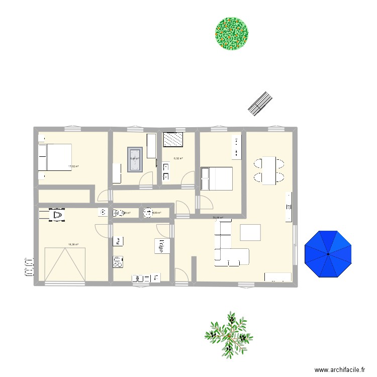 PLAN SOUBISE. Plan de 7 pièces et 122 m2