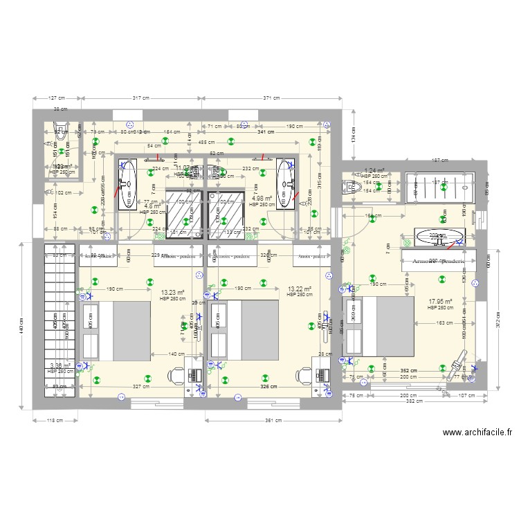 Chambre 1ier Tritons V3 2706 elec. Plan de 0 pièce et 0 m2