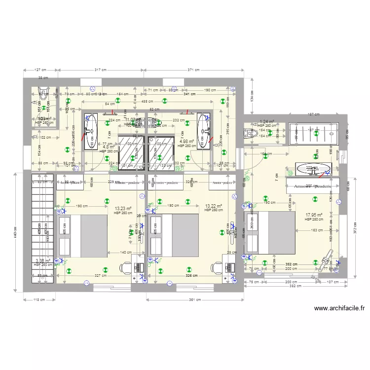 Chambre 1ier Tritons V3 2706 elec. Plan de 