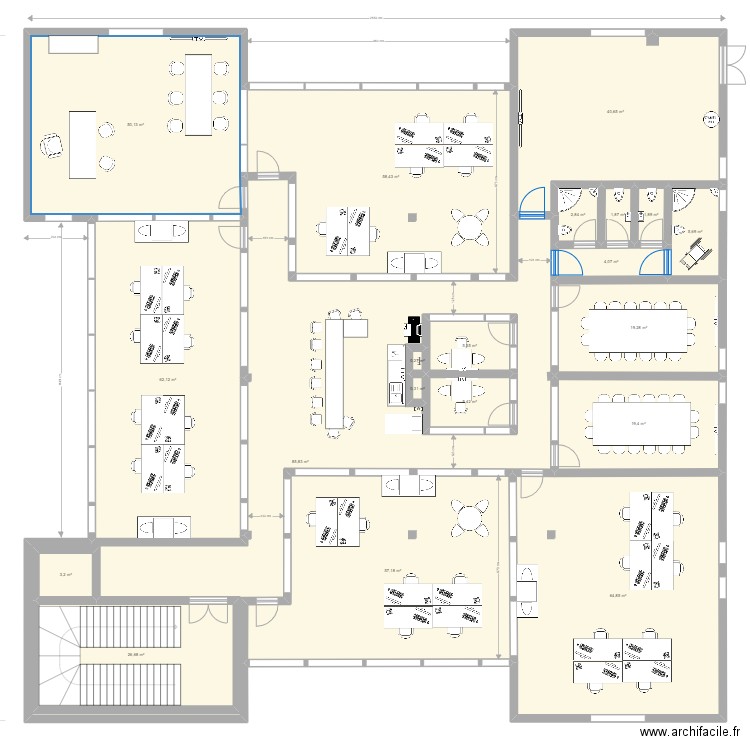 BUREAUX ANCONE V5. Plan de 20 pièces et 569 m2