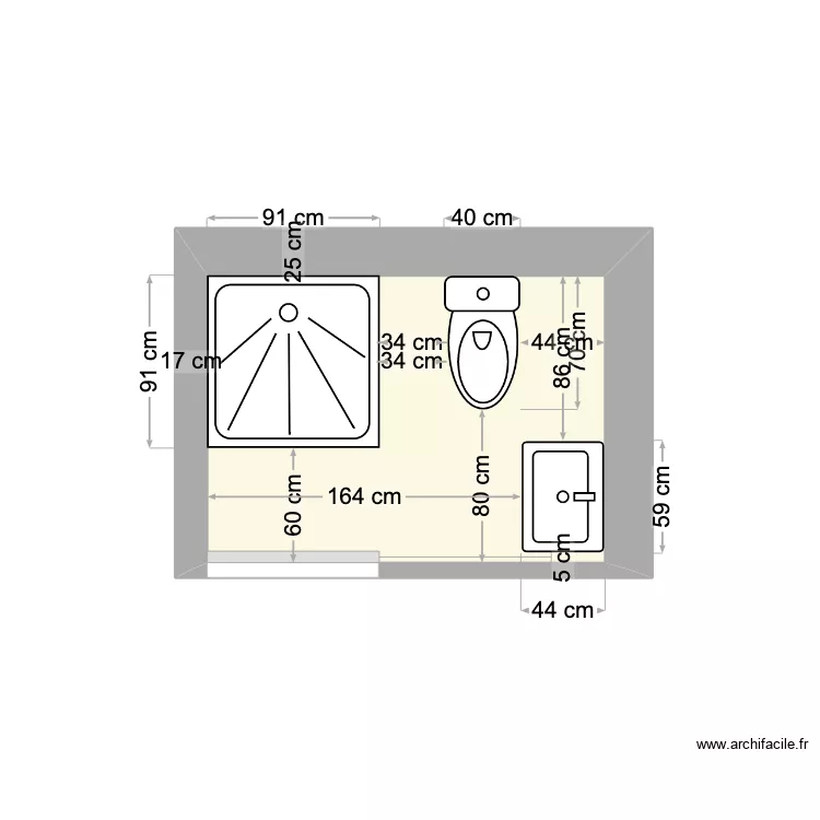 sdb etage marci lavabo tourn&eacute;. Plan de 