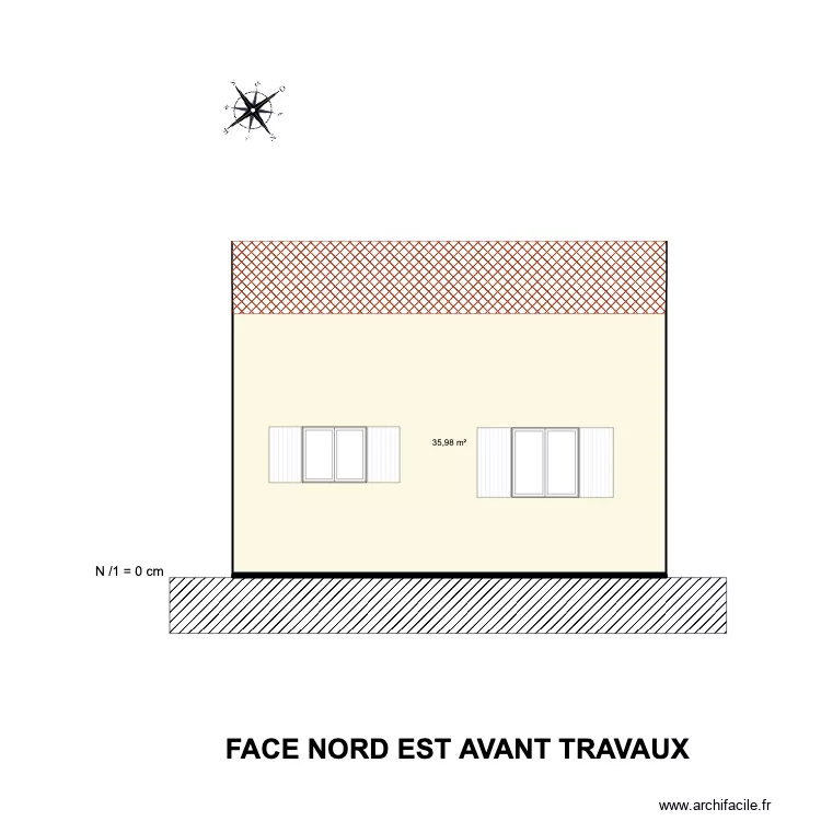 Coupe face nord existante. Plan de Coupe face nord existante. Plan de