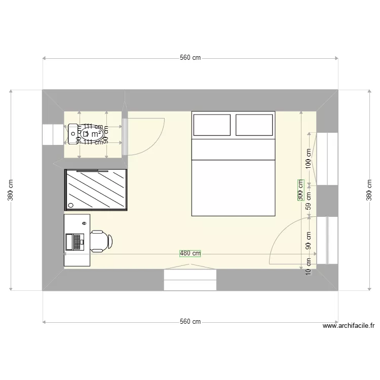 Cabane-studio. Plan de 