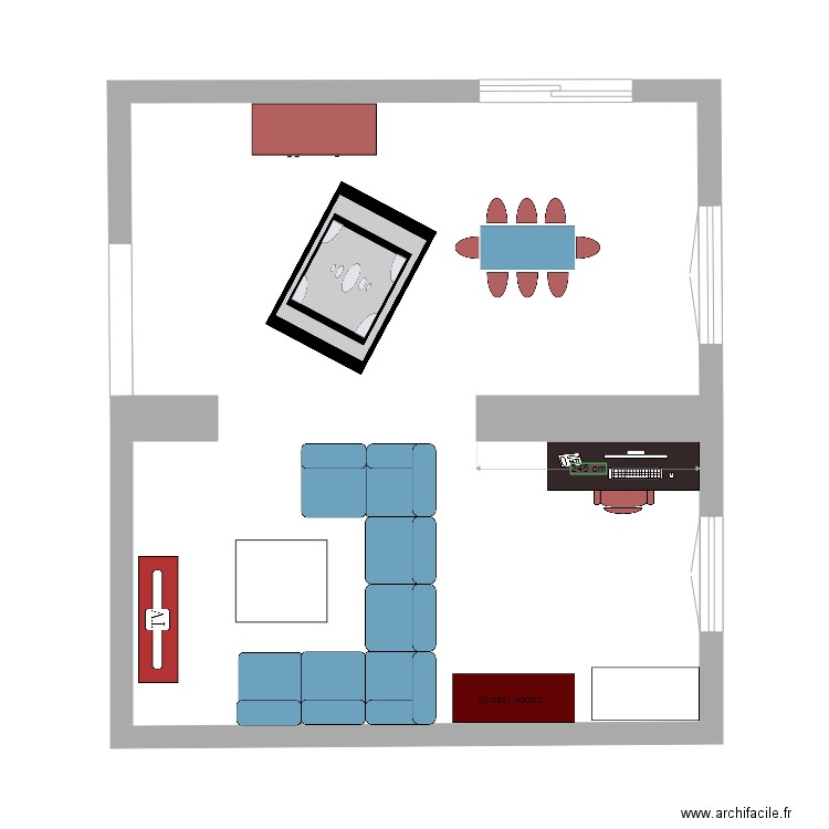 Plan salon salle à manger. Plan de 1 pièce et 41 m2