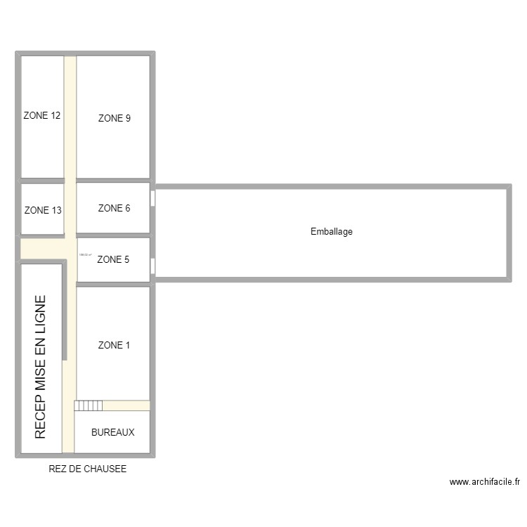 Plan de zone_RDC+EMB. Plan de 1 pièce et 158 m2