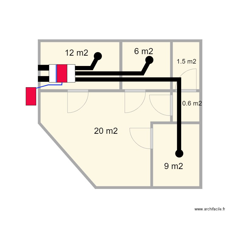 ABRAXA ST PIERRE  AIR NEUF CLIMATISEE. Plan de 6 pièces et 30 m2