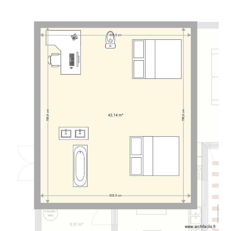 plan etage 150122 V CUISINE JARDIN. Plan de 8 pièces et 104 m2