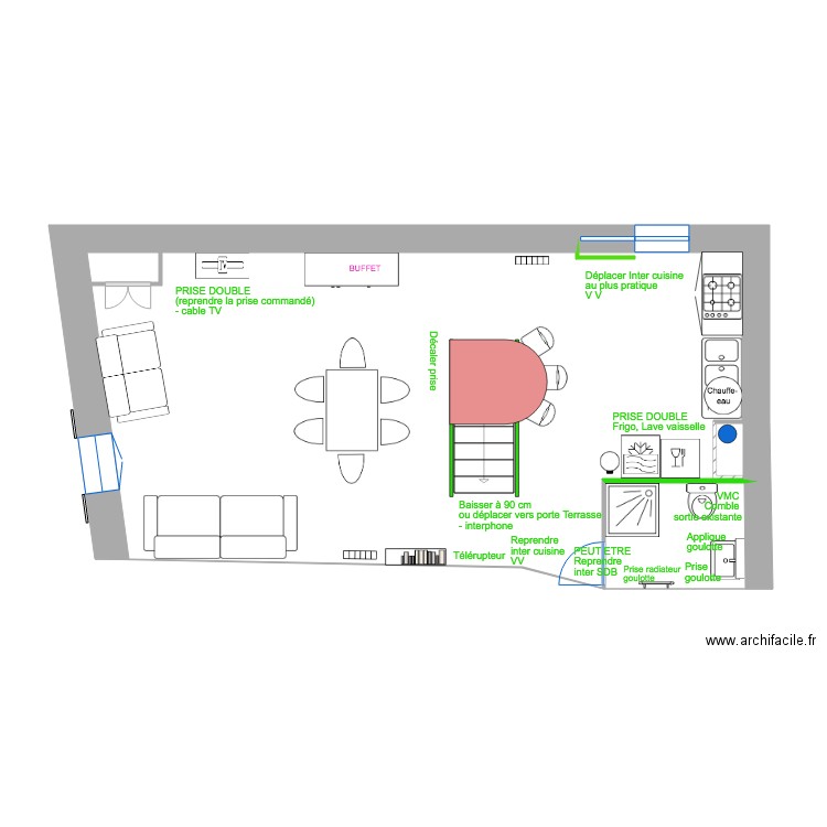 2 EME ÉTAGE  MODIF ELECTRIQUE. Plan de 2 pièces et 44 m2