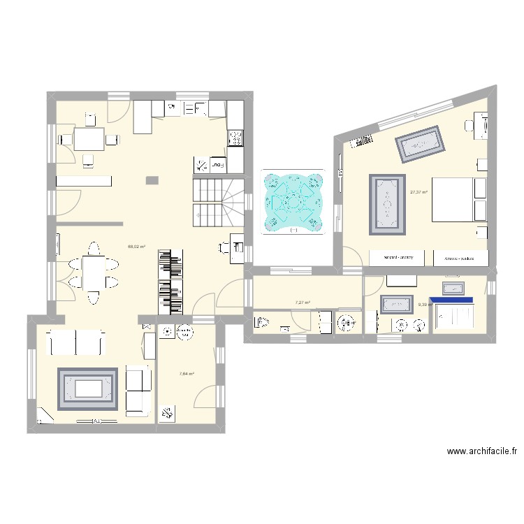 JONQUERETTES. Plan de 6 pièces et 121 m2