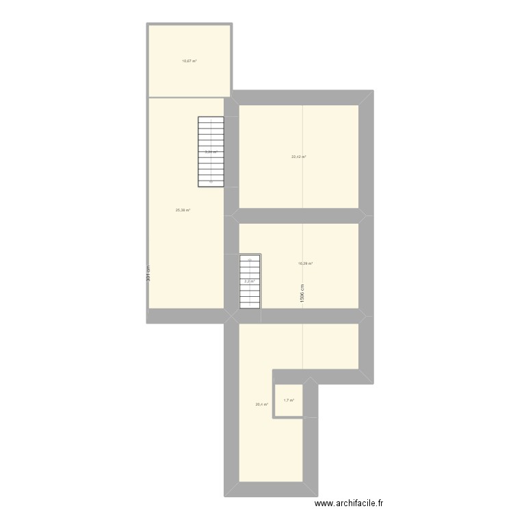 vernier. Plan de 28 pièces et 268 m2