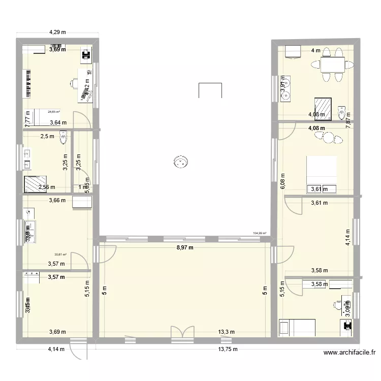 azille 1. Plan de 3  et 160 m²