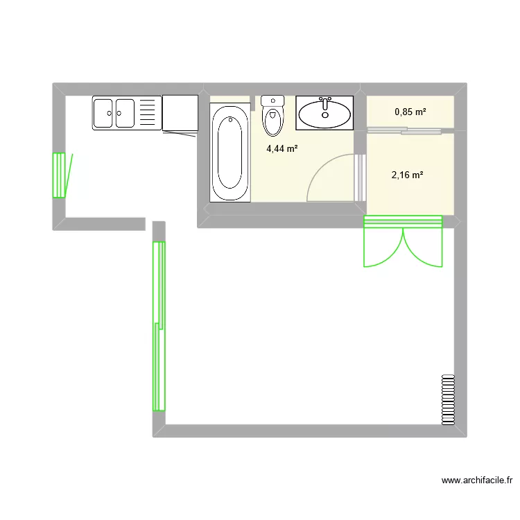 Nicole pi&egrave;ces s&eacute;par&eacute;es. Plan de 3  et 7 m²
