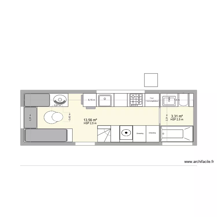 Tiny house 2ter bis. Plan de 2  et 17 m²