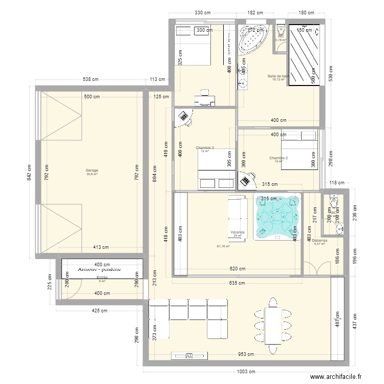 salle de bain connecte. Plan de 10 pièces et 185 m2