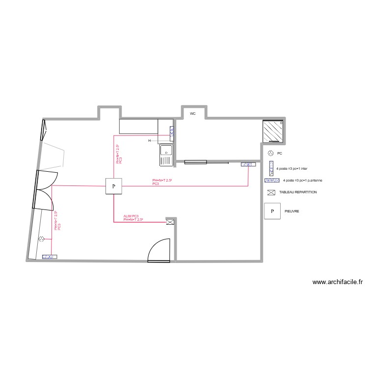 plans studio PC3. Plan de 0 pièce et 0 m2