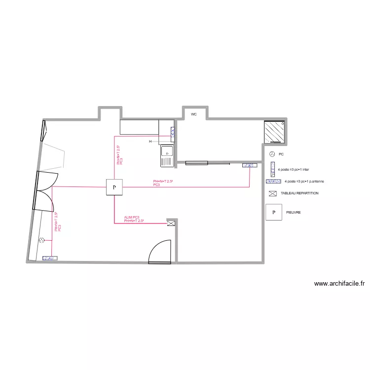 plans studio PC3. Plan de 