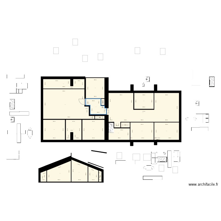 gambetta è. Plan de 20 pièces et 185 m2