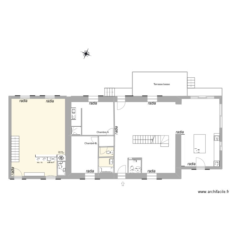 projet aménagement radia elec 2mars. Plan de 5 pièces et 57 m2