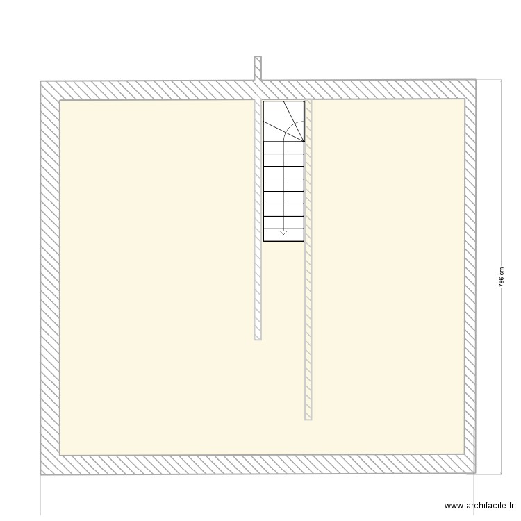 R + 1. Plan de 1 pièce et 56 m2