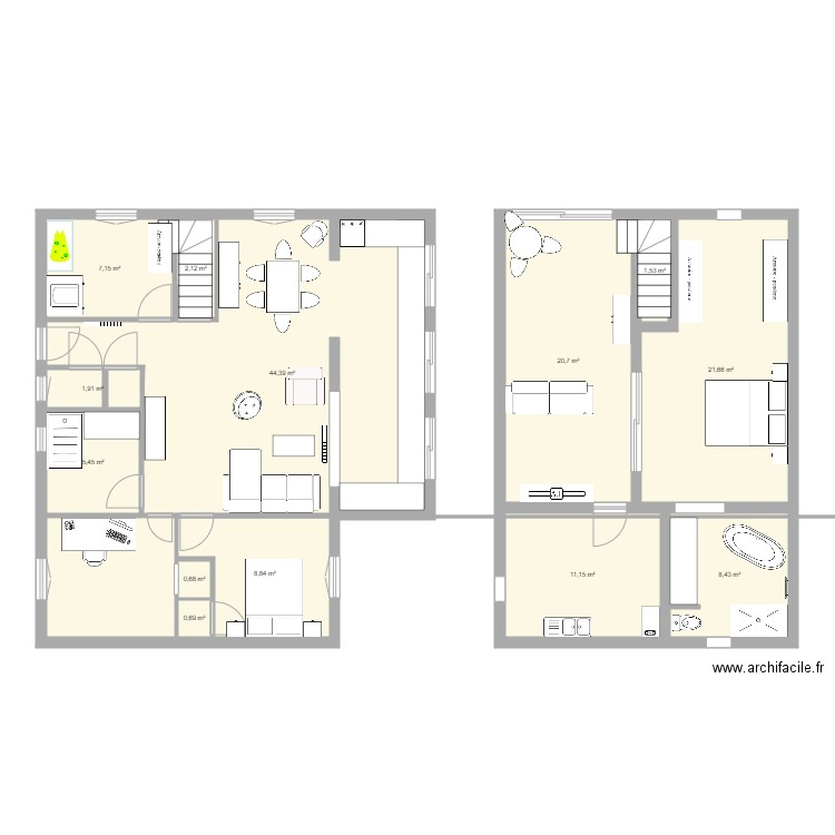 Maison BEAUNE. Plan de 14 pièces et 142 m2