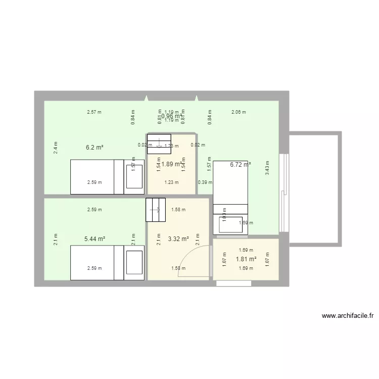 ousboul driss chambre 1 mezzanine. Plan de 