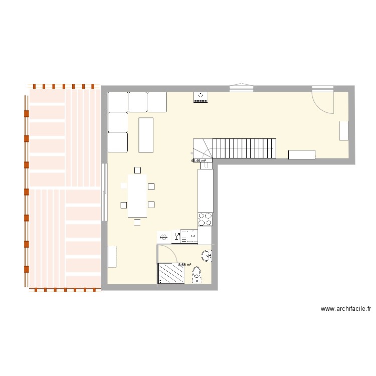 La Grange 4. Plan de 2 pièces et 50 m2