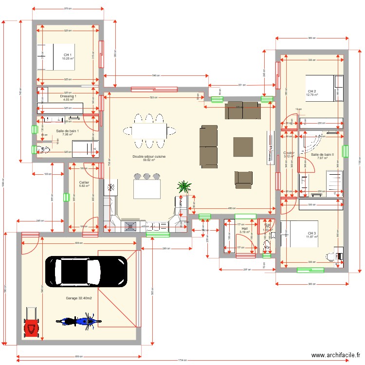 Plan Lycka 128 m2. Plan de 0 pièce et 0 m2