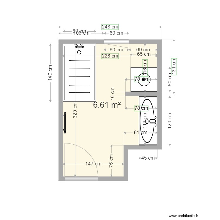 GRANDJEAN. Plan de 1 pièce et 7 m2