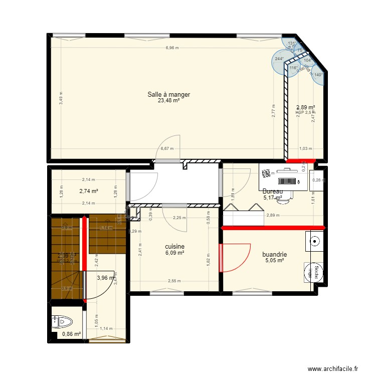 PREMIER ETAGE 1. Plan de 9 pièces et 52 m2