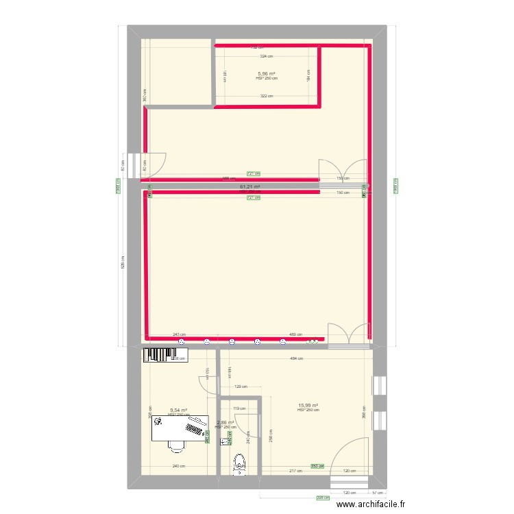 LABO SAUMON 1. Plan de 5 pièces et 105 m2