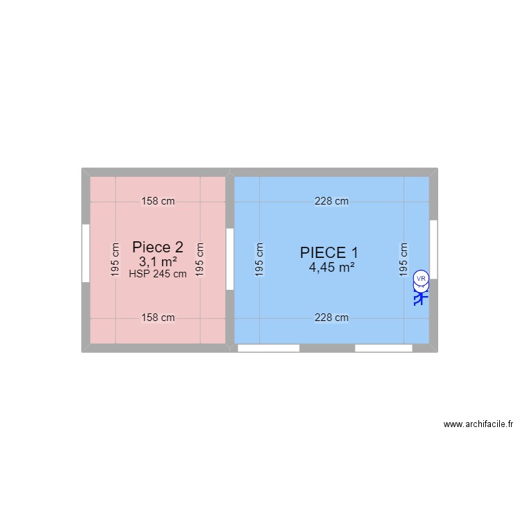 Appartement (16/03/2023). Plan de 2 pièces et 8 m2