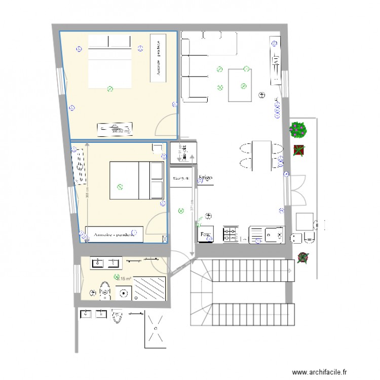 f3 1er etage cuisine evier chaudiere. Plan de 0 pièce et 0 m2