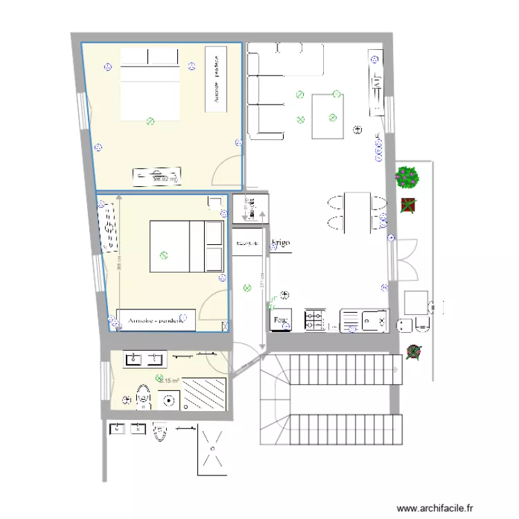 f3 1er etage cuisine evier chaudiere. Plan de 