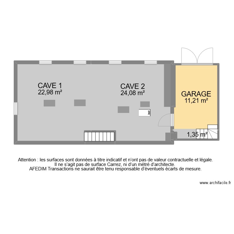 BI 9086 SOUS SOL. Plan de 7 pièces et 61 m2