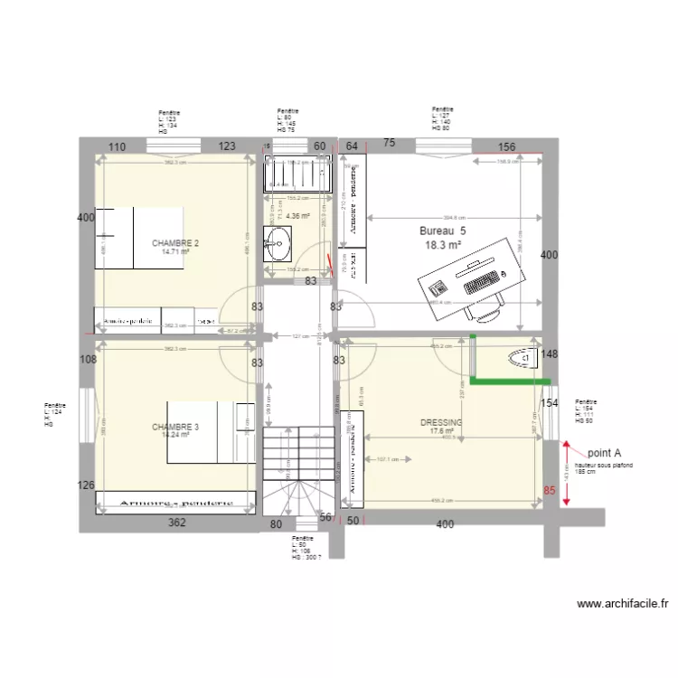 maison &eacute;tage avec wc &eacute;tage V21. Plan de 