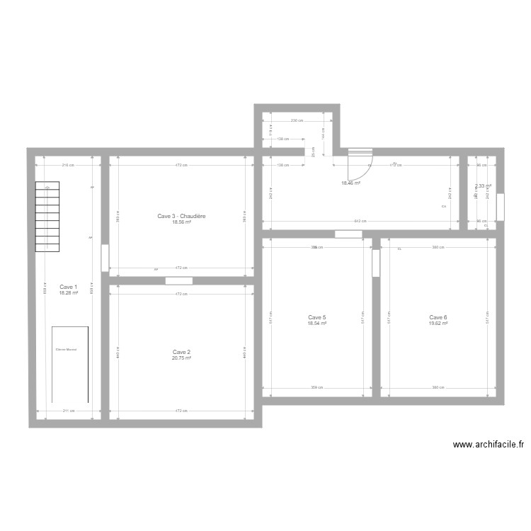 Caves Vedrin avec cotes. Plan de 0 pièce et 0 m2