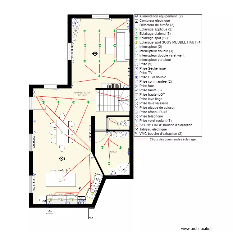 R1 APPART C 42 Av de selves SARLAT ELEC. Plan de 