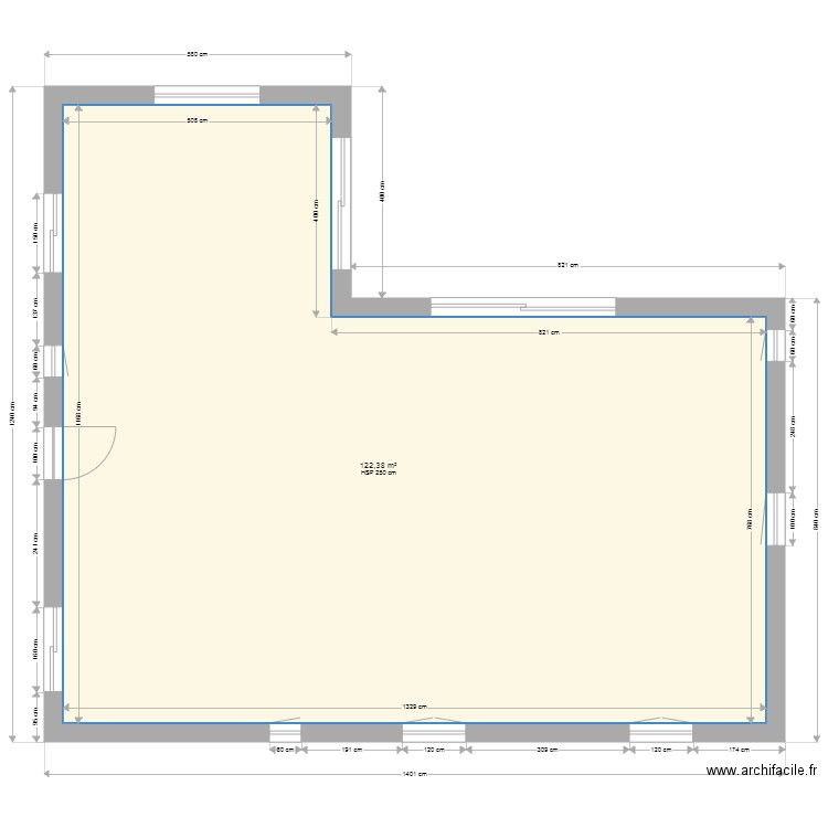 plan nu. Plan de 1 pièce et 122 m2