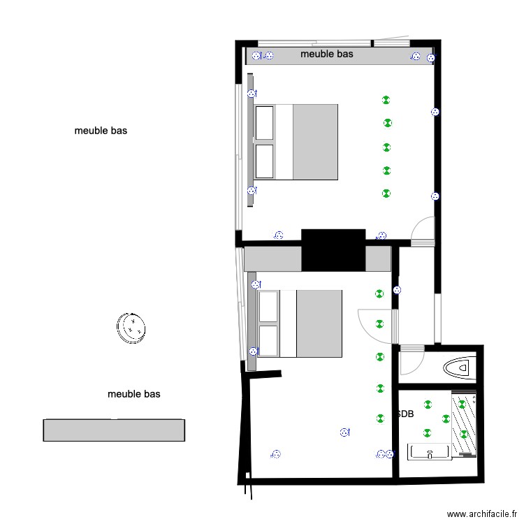 les deux chambres . Plan de 0 pièce et 0 m2