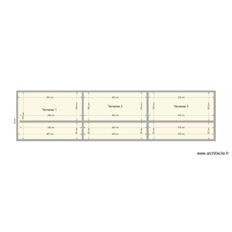 Perso ed terrasse face avant travaux. Plan de 