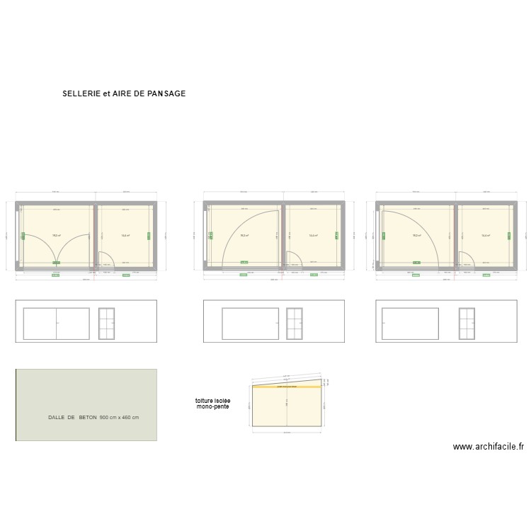 aire de pansage et sellerie. Plan de 6 pièces et 101 m2