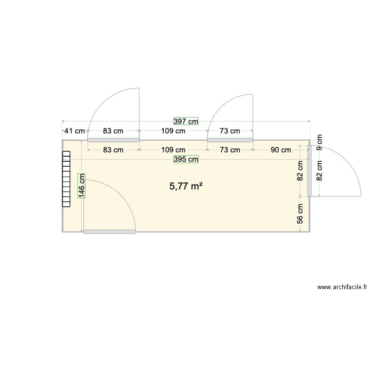 1DE K. Plan de 1 pièce et 6 m2