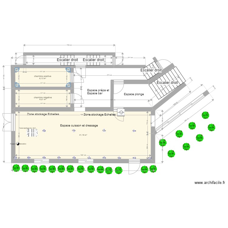 plan construction cuisine . Plan de 3 pièces et 54 m2