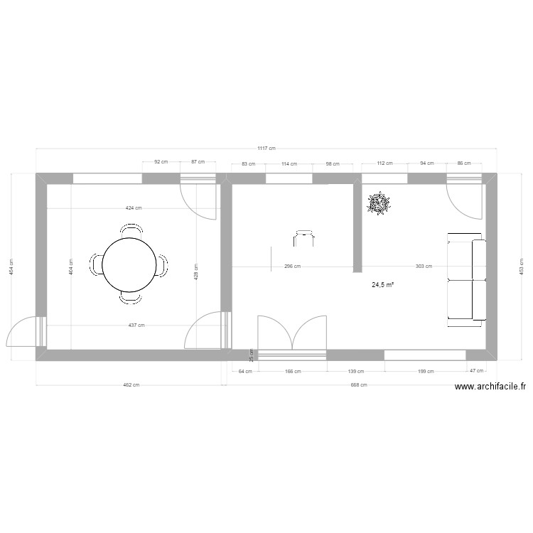 accueil version 1. Plan de 1 pièce et 25 m2