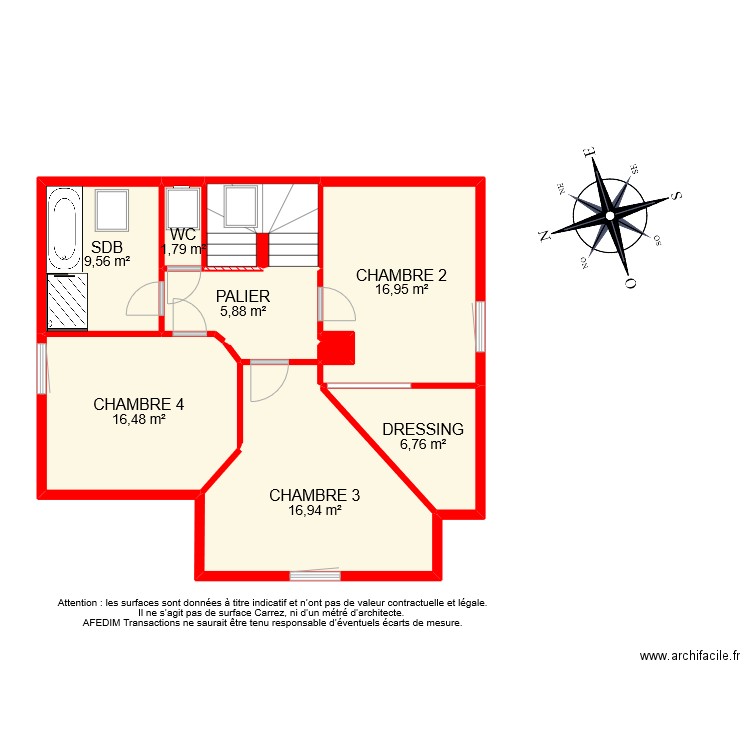 BI 6960 ETAGE. Plan de 11 pièces et 82 m2